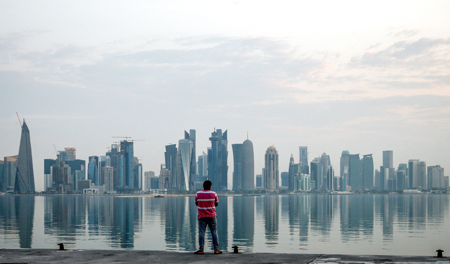 De skyline van Doha, de hoofstad van Qatar.