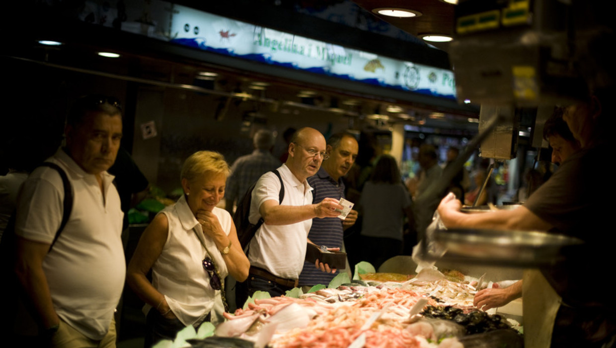 De vismarkt in Barcelona, vandaag. Beeld getty