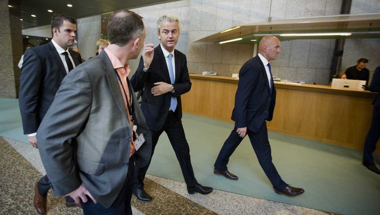 PVV-fractievoorzitter Geert Wilders tijdens het vragenuur in de Tweede Kamer. Beeld anp