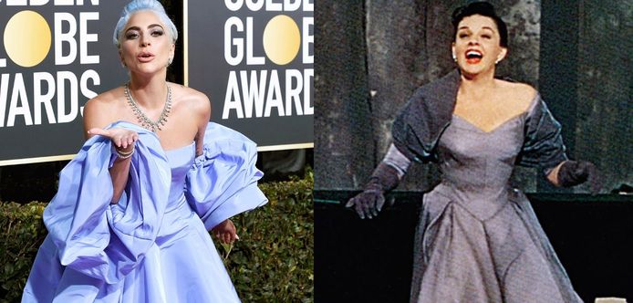 Lady Gaga geeft een knipoog naar Judy Garland met haar Golden Globes-jurk.
