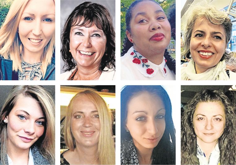 Een aantal vrouwen die door (ex)partners om het leven zijn gebracht. Beeld  