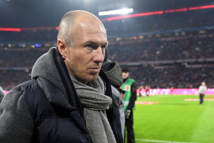 Arjen Robben voor de wedstrijd tegen Leipzig. Ook dat duel moest hij vlak voor de winterstop aan zich voorbij laten gaan.