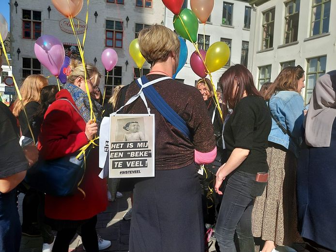 Betoging van de kinderbegeleiders.