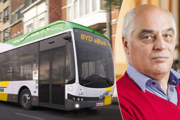 De Lijn bestelt 92 standaard e-bussen bij BYD Europe, rechts mobiliteitsexpert Geert Van Lierde.