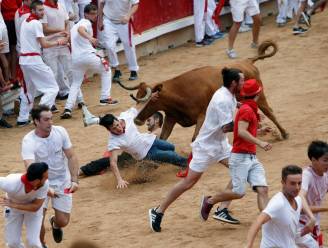 Eerste dag stierenrennen Pamplona, eerste gespietste