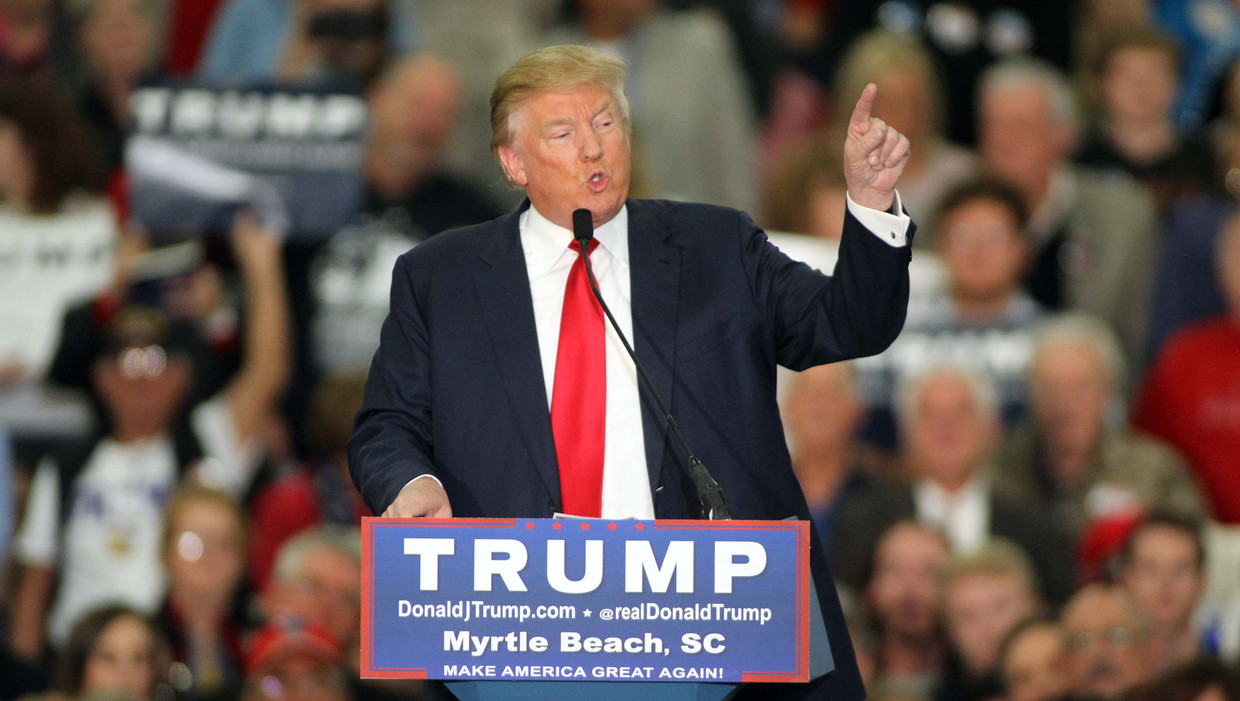 Donald Trump tijdens zijn toespraak. Beeld AP