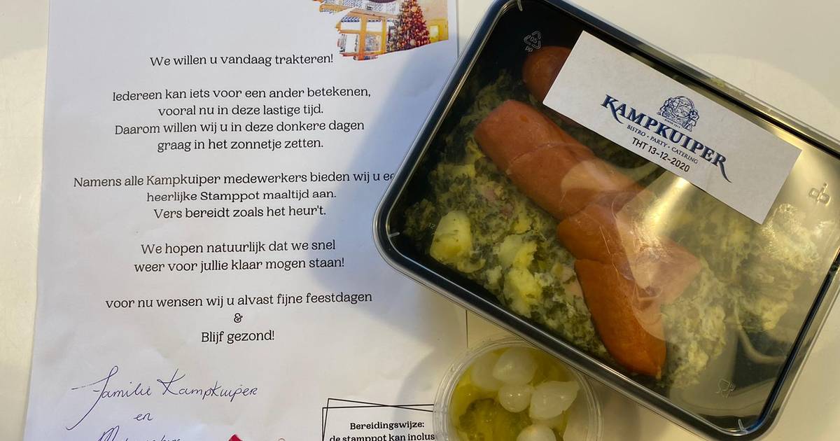Smakelijke kerstverrassing ouderen van restaurant in Harbrinkhoek