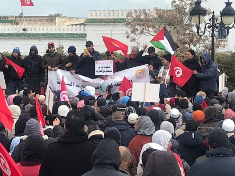 Protesterende imams in Tunesië. Beeld Fairouz Ben Salah