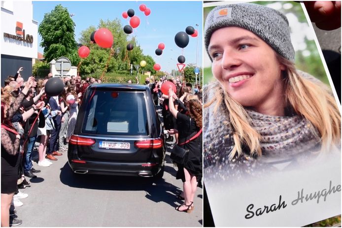 23 leden van studentenclub Aethyra zakten naar Ieper af om een laatste groet te brengen aan Sarah Huyghe (21). Ze lieten ballonnen op, als eerbetoon aan hun gestorven medestudente.