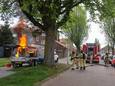 Een hogedrukspuitmachine vloog in de brand in de Van Ennettensstraat in Eindhoven.
