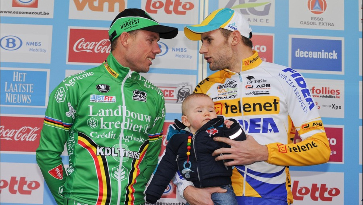 Rob Peeters en Sven Nys op het BK-podium, toen nog in betere verstandhouding. Beeld PHOTO_NEWS