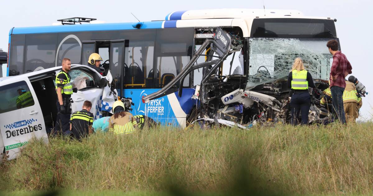 Veertien gewonden bij botsing lijnbus en taxibus in Fries Berlikum.