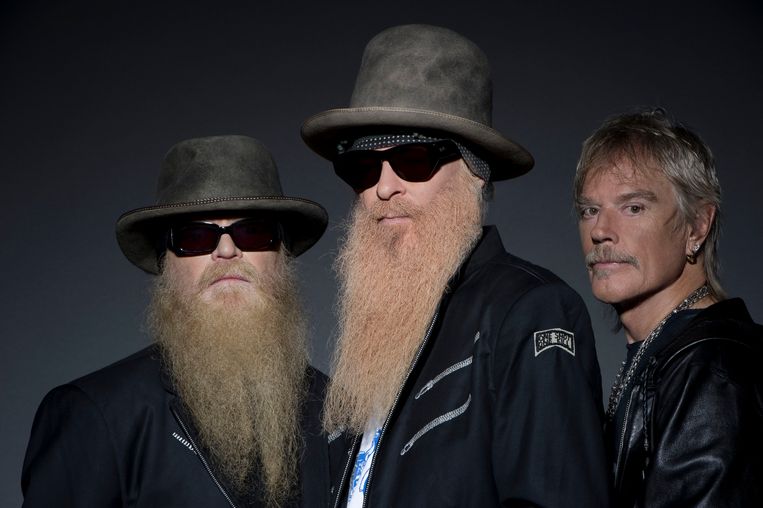 ZZ Top, v.l.n.r. Dusty Hill, Billy Gibbons en Frank Beard, zonder baard dus. Beeld rv