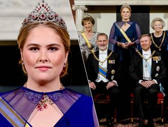 Prinses Amalia maakt indruk op eerste staatsbanket, koning bedankt Spaanse koningshuis voor haar verblijf in Madrid