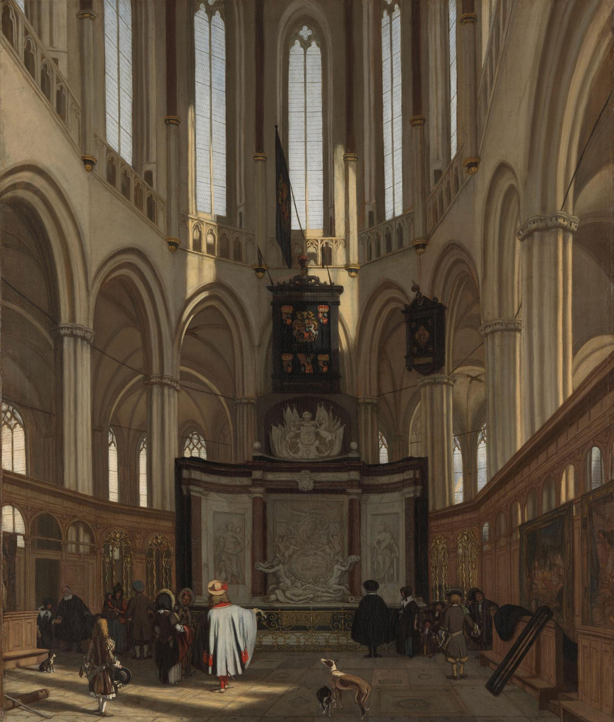 Het praalgraf van De Ruyter in de Nieuwe Kerk te Amsterdam, Emanuel de Witte, 1683. Beeld Rijksmuseum Amsterdam