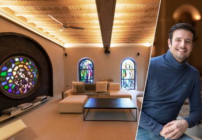 “Ik was op slag verliefd op de glas-in-loodramen ontworpen door de nonnetjes”: schilder-decorateur Ronny Wuyts (40) woont in een voormalige kapel