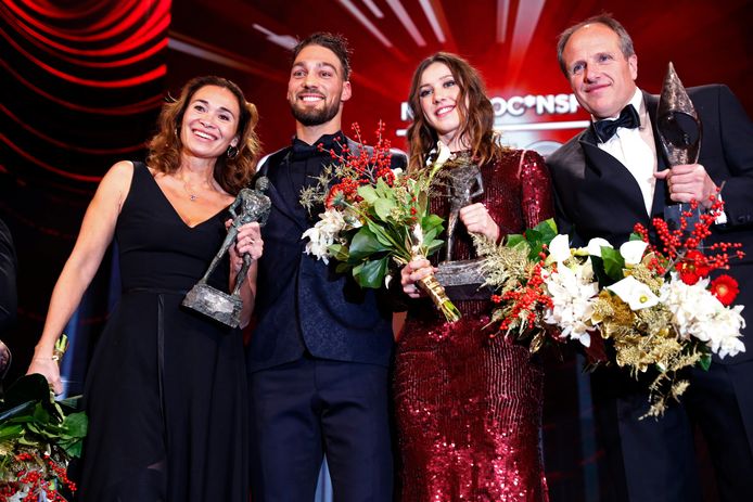 De winnaars op het Sportgala 2018: Bibian Mentel, Kjeld Nuis, Suzanne Schulting, Jac Orie en Raemon Sluiter.