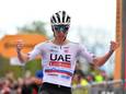 Cycling - Giro d'Italia - Stage 2 - San Francesco al Campo to Santuario di Oropa - Italy - May 5, 2024 UAE Team Emirates' Tadej Pogacar crosses the finish line to win stage 2 REUTERS/Jennifer Lorenzini