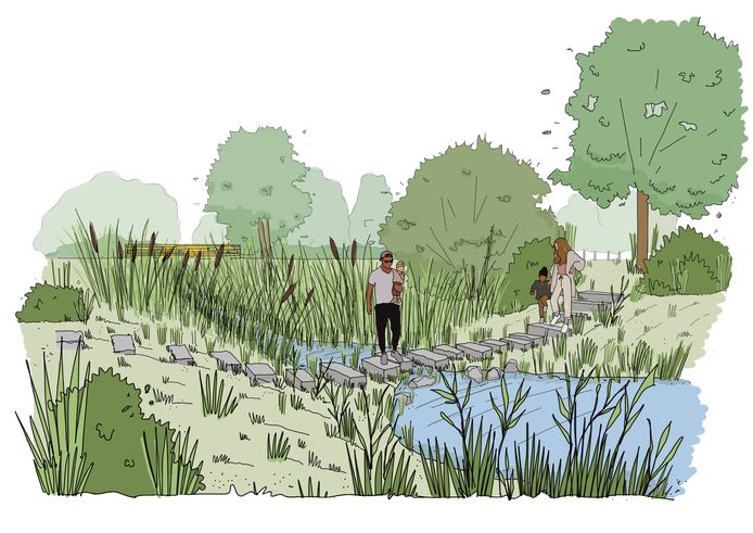 Zo moet de beekvallei van het Rozemaaipark in Ekeren er binnenkort uitzien.