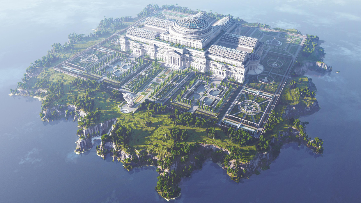 De 'Uncensored Library' ligt op een eiland binnen de virtuele wereld van Minecraft. Beeld RSF