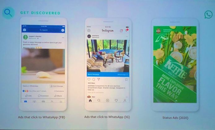 Zo gaan de advertenties op WhatsApp eruit zien.