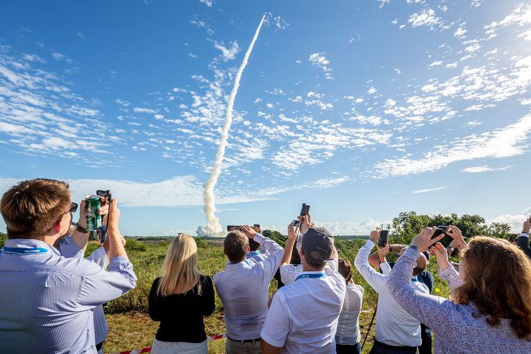 De Ariane 5-raket wordt in juli 2018 vanaf Frans-Guinea de ruimte ingeschoten met vier Galileo-satellieten aan boord.