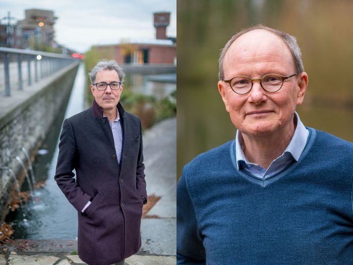 Stefan Kuks (l) is inmiddels benoemd tot formateur, Han Daals van BurgerBelangen hoopt eind mei een nieuw college te kunnen presenteren.