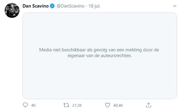De oorspronkelijke tweet van Dan Scavino, social media-directeur van het Witte Huis.