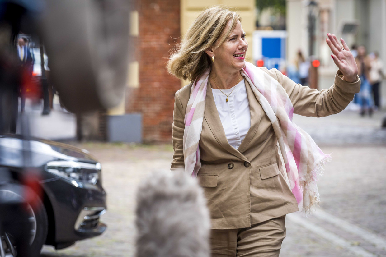 Demissionar minister Cora van Nieuwenhuizen komt vrijdag aan op het Binnenhof voor de wekelijkse ministerraad.
  Beeld ANP