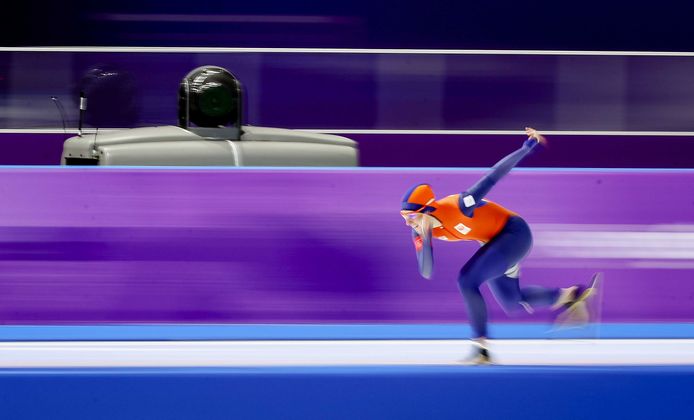 Ireen Wüst op maandag tijdens haar gouden 1500 meter.