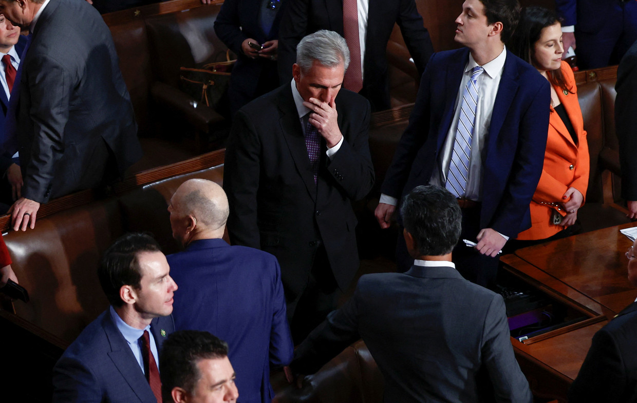 Partijleider van de republikeinen Kevin McCarthy. Beeld Reuters