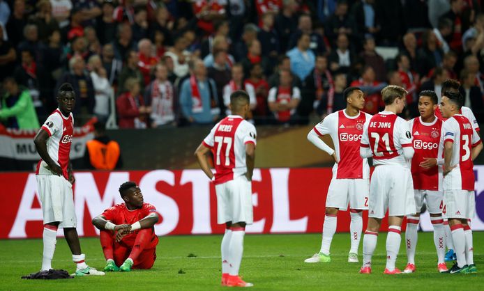 Ajax na de verloren finale tegen Manchester United in 2017.