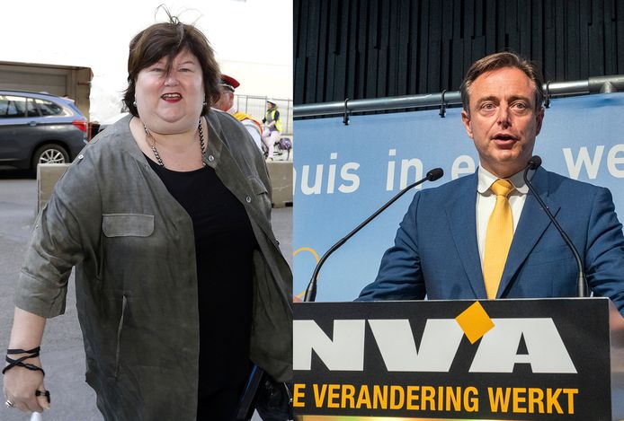 Minister van Volksgezondheid Maggie De Block (Open Vld) en N-VA-voorzitter Bart De Wever.