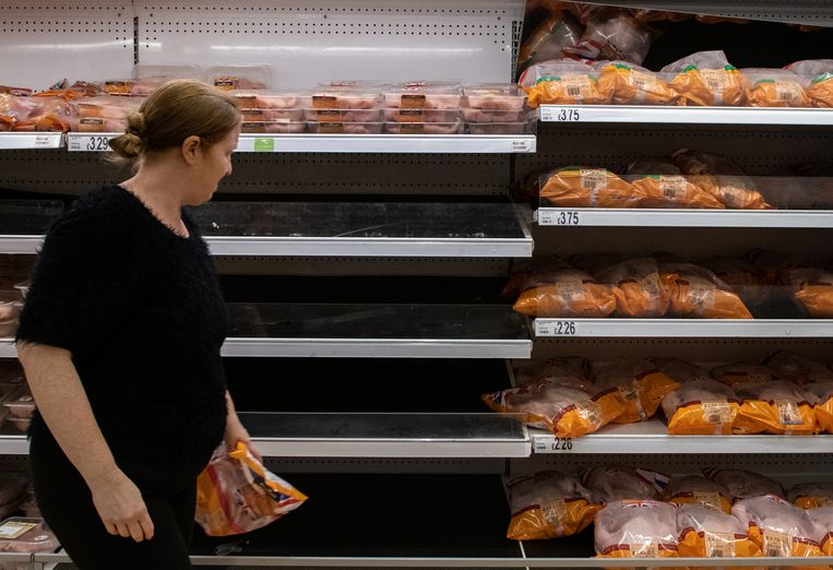 Lege schappen in de supermarkt. Beeld Getty Images