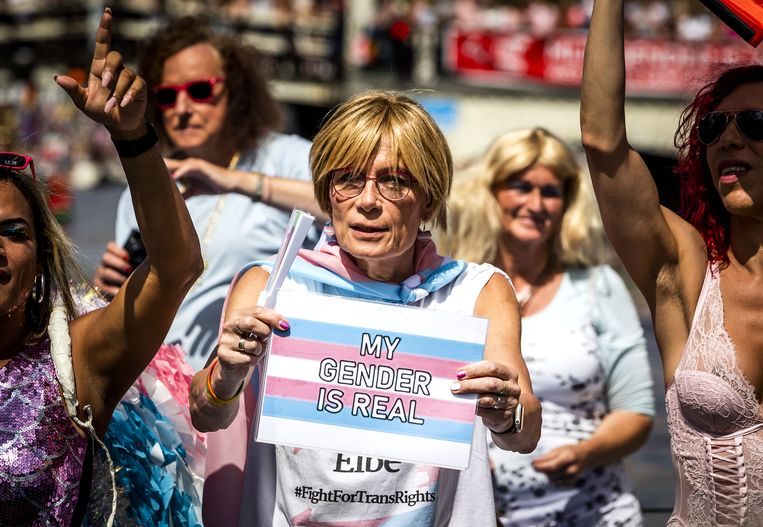 Het thema van de Amsterdamse Pride was dit jaar ‘My Gender, My Pride’. Beeld ANP
