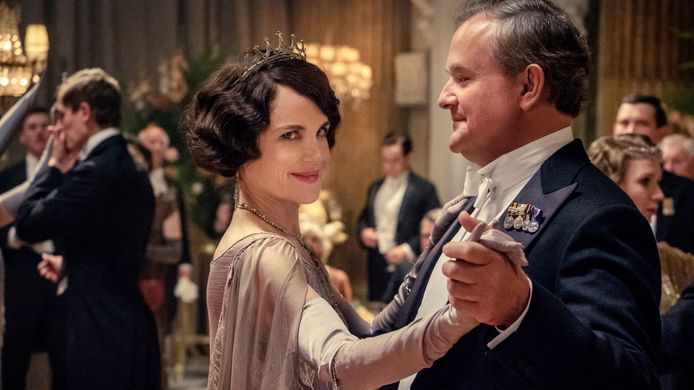 Elizabeth McGovern (Lady Grantham) en Hugh Bonneville (Robert Crawley)