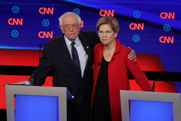 Senatoren Bernie Sanders en Elizabeth Warren zijn kandidaten bij de Democratische voorverkiezingen.