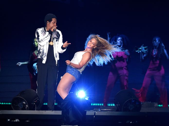 Beyoncé en Jay-Z op 2 augustus 2018 tijdens de 'On the Run II'-tour in het MetLife-stadium in New Jersey.