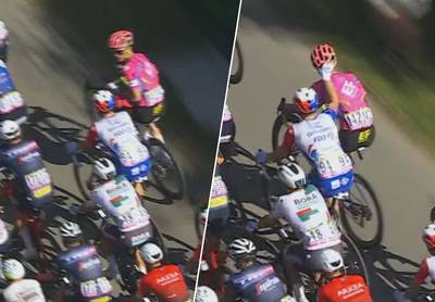 In de clinch aan bijna 50 km/u: Küng grijpt EF-renner Guerreiro vast bij helm en krijgt boete