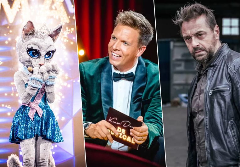 Onder andere Miss Poes Camille Dhondt uit 'The Masked Singer', James Cooke en 'Undercover' met Tom Waes maken nog kans op een Kastaar. Beeld DPG Media/Thomas Geuens/VRT