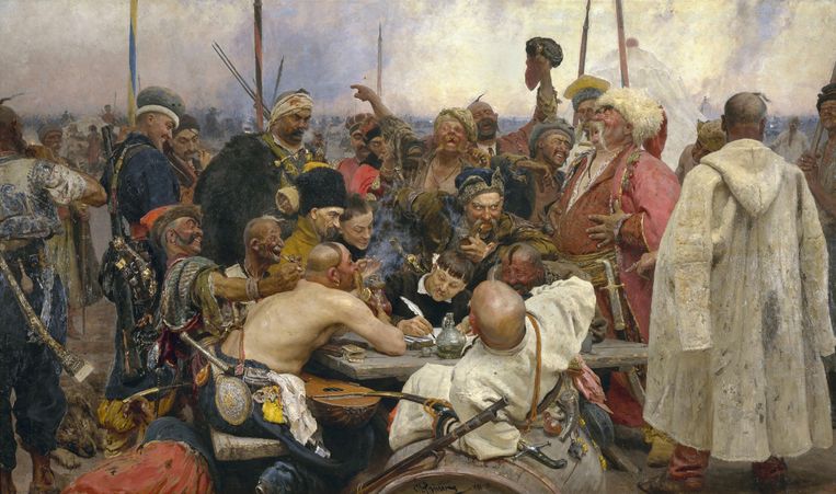 De Zaporozje-Kozakken schrijven de Turkse sultan een brief, van Ilja Repin Beeld Yorck Project
