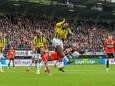 Wedstrijdbeeld uit de Gelderse derby van vorig seizoen in de Goffert. De komende editie van NEC - Vitesse is volledig uitverkocht, al verliep de verkoop van de laatste kaarten niet helemaal vlekkeloos.