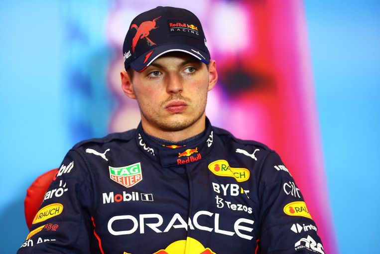 Max Verstappen na de emotioneel beladen kwalificatie. Beeld AFP