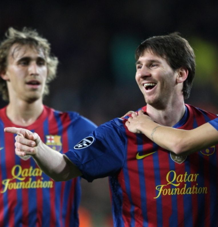 Marc Muniesa (links op de foto naast Lionel Messi) is de beoogde opvolger van Vertonghen. Beeld PROSHOTS