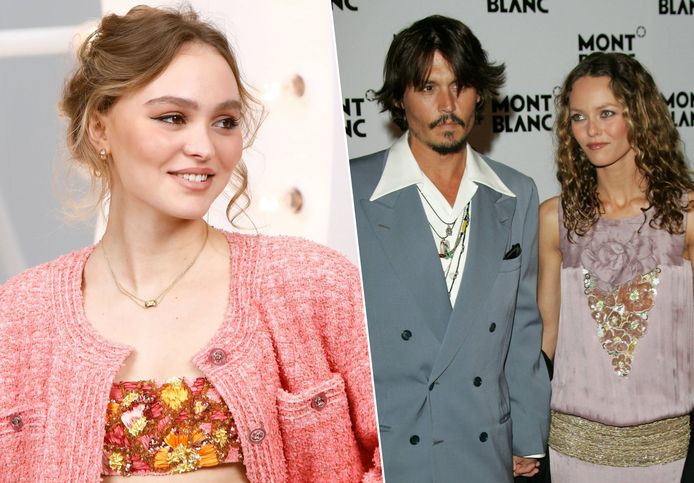 Lily-Rose Depp (links) en Johnny Depp en Vanessa Paradis (rechts).