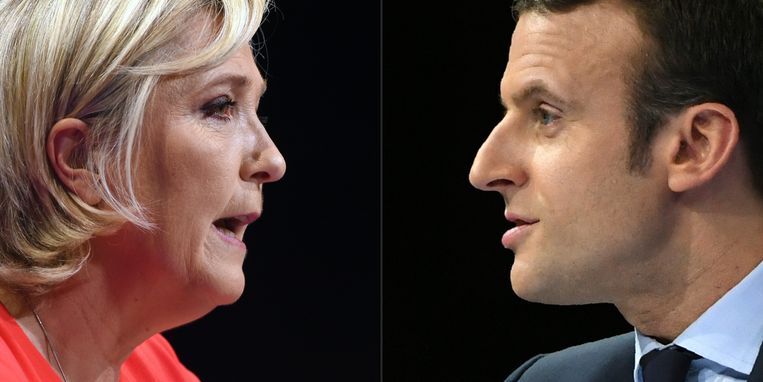 Marine Le Pen en Emmanuel Macron. Beeld AFP