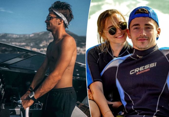 Charles Leclerc en zijn vriendin Charlotte Sine.