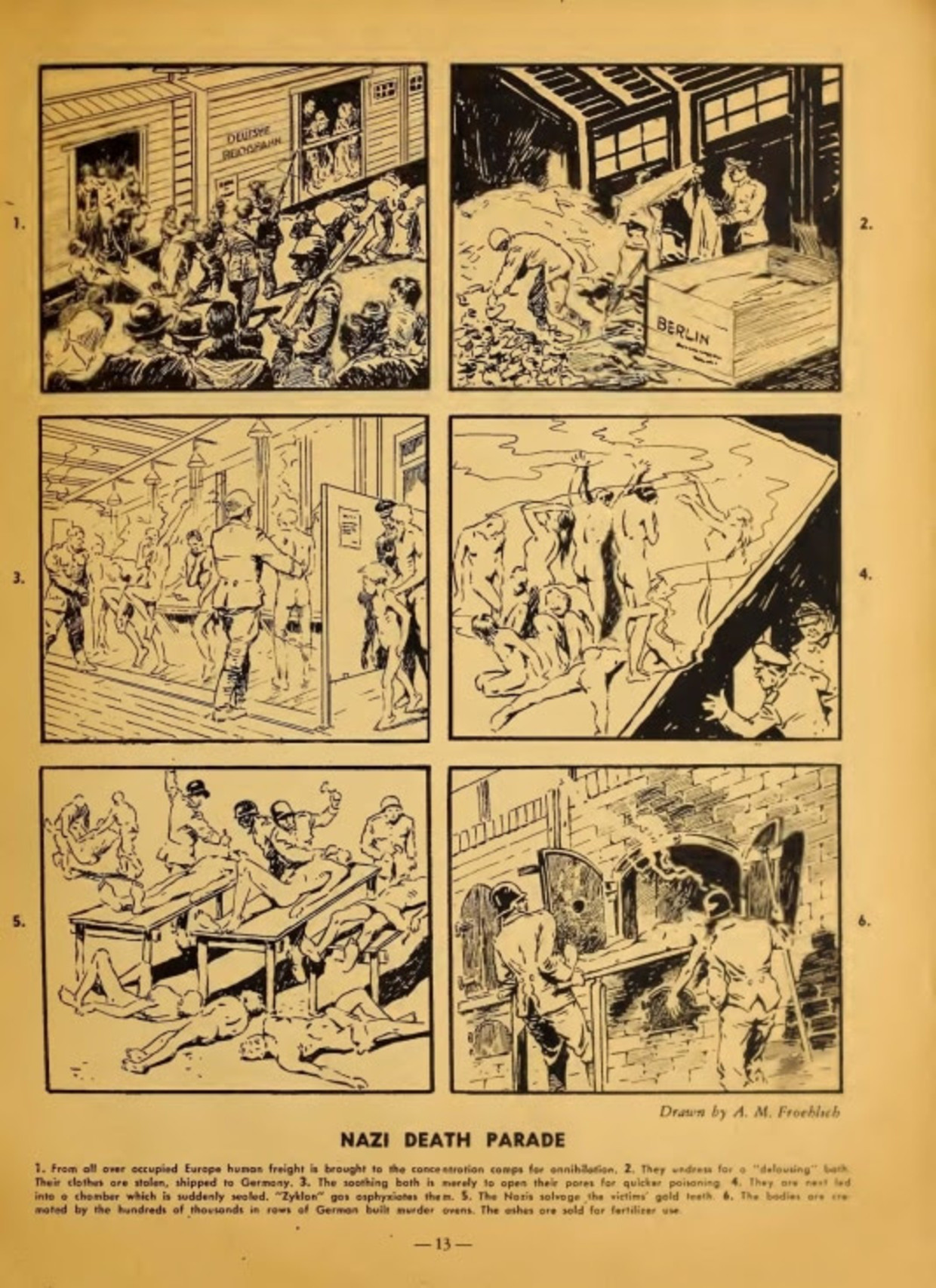 Holocaust strip uit 1944 van August M. Froehlich. Beeld 