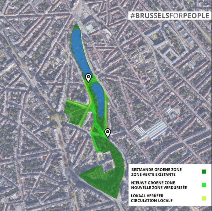 Ce nouvel axe vert relierait la place Flagey au bois de la Cambre à Ixelles.