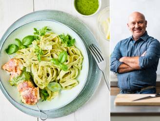Wat eten we vandaag: visbrochette met kruidenpesto en spek